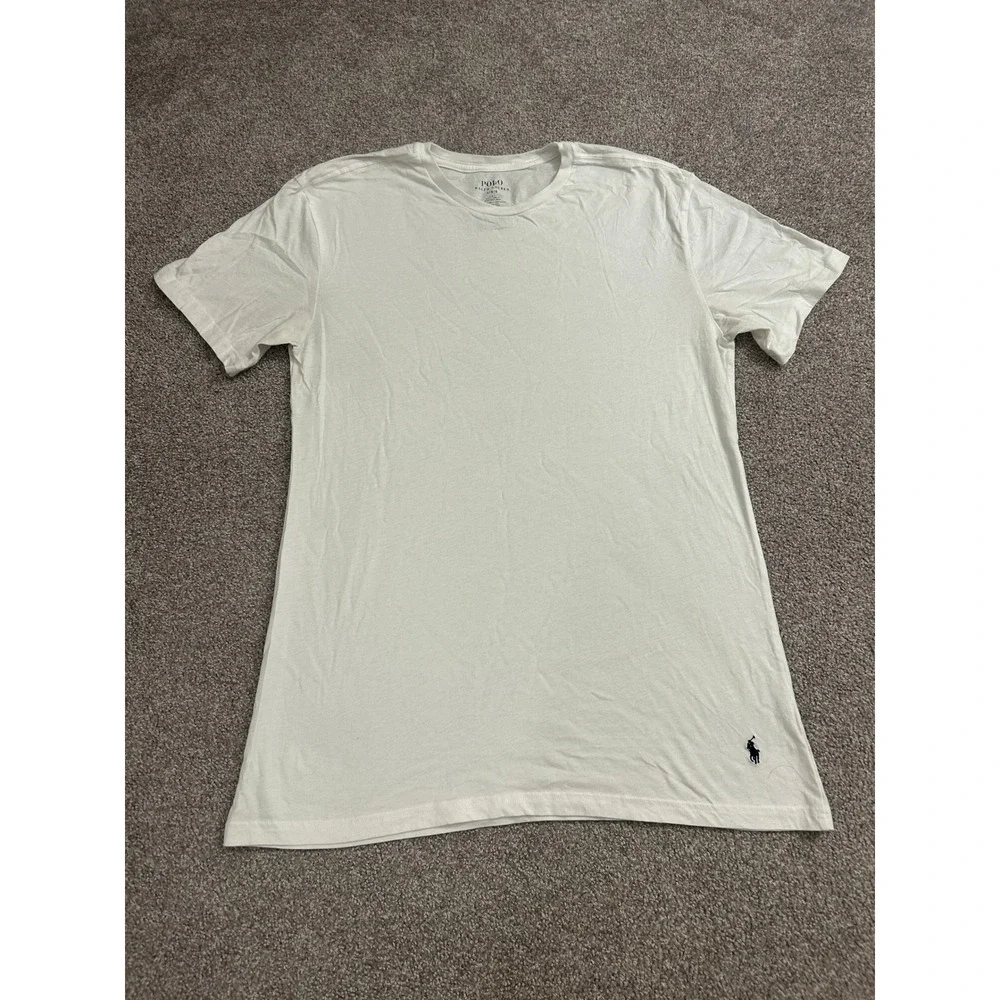 Polo Ralph Lauren TShirt Mens Large White Slim Fit Cotton Pony Logo Short Sleeve
